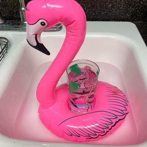 Vintage 1970’s Inflatable Flamingo Pool Drink Caddy, Florida Style, Midcentury